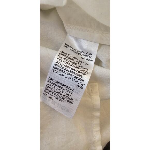 Chico's Women's Boho Floral Embroidered Pullover Top Size 1 Medium White Blue - Picture 7 of 8